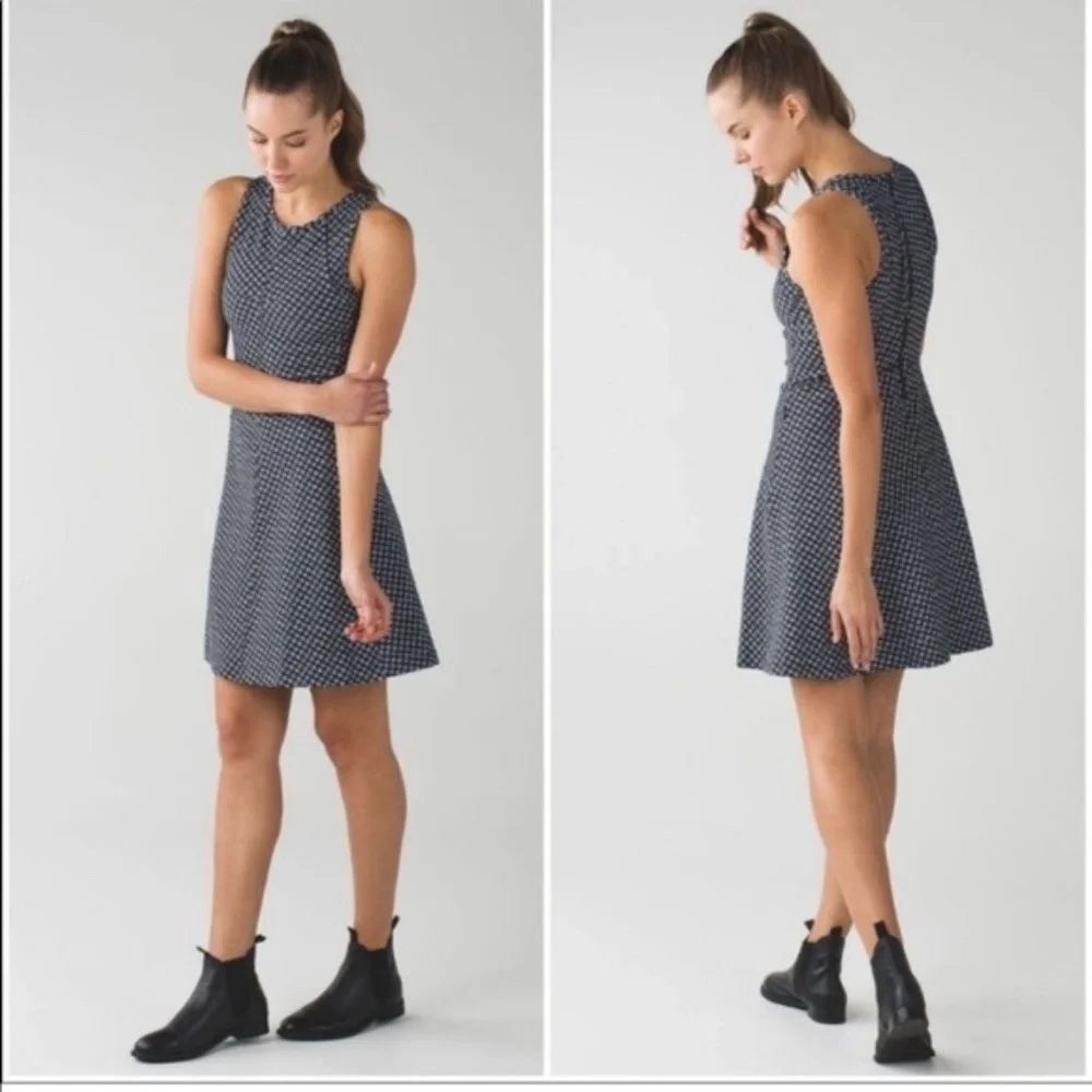 Lululemon Go Till Dawn Dress Women’s Deep Dive Checker Sleeveless Size 6